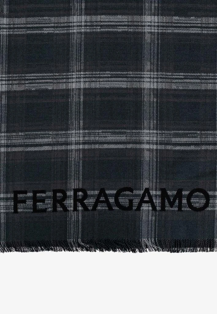 商品Salvatore Ferragamo|Check Pattern Wool Scarf,价格¥2718,第3张图片详细描述