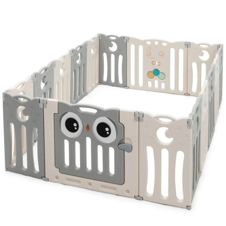 商品Hivvago|16-Panel Baby Activity Center Play Yard with Lock Door -Beige,价格¥1801,第1张图片