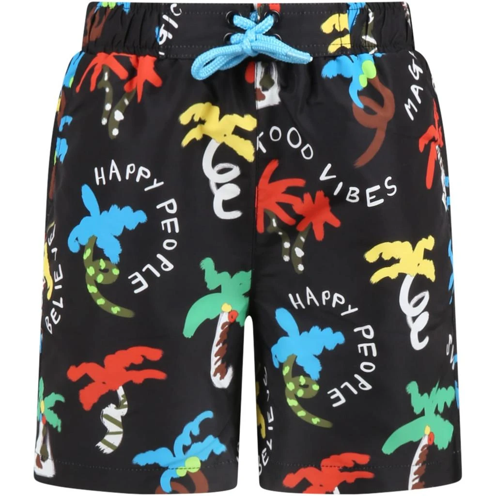 商品Stella McCartney|Stella McCartney Kids Black Swim-trunks For Boy With Palm Trees,价格¥822,第1张图片