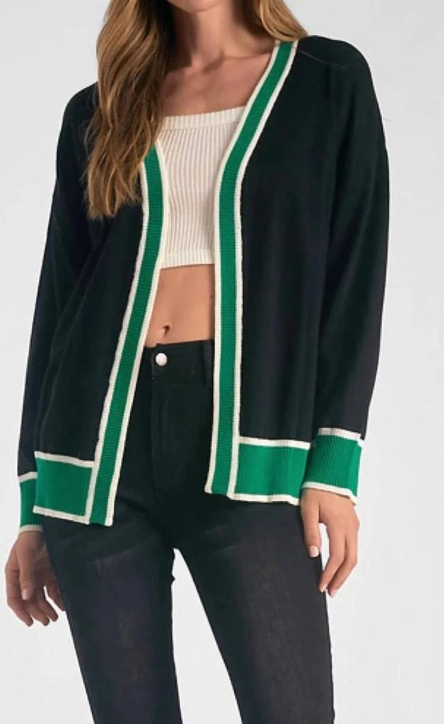 商品Elan|Collegiate Style Cardigan In Green/black,价格¥474,第1张图片