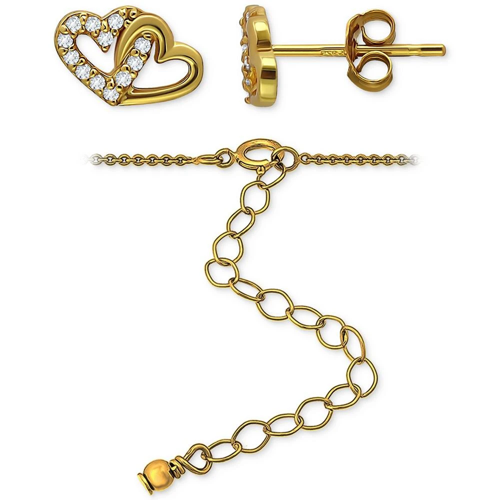 商品Giani Bernini|2-Pc. Set Cubic Zirconia Double Heart Pendant Necklace & Matching Stud Earrings in 18k Gold-Plated Sterling Silver, Created for Macy's,价格¥744,第4张图片详细描述