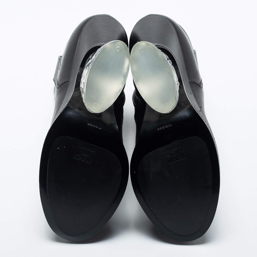 Fendi Black Leather Ice Heel Ankle Boots Size 40商品第6张图片规格展示