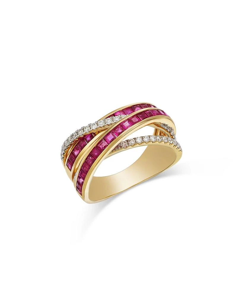 商品Bloomingdale's Fine Collection|Ruby & Diamond Crossover Ring in 14K Yellow Gold,价格¥50923,第1张图片