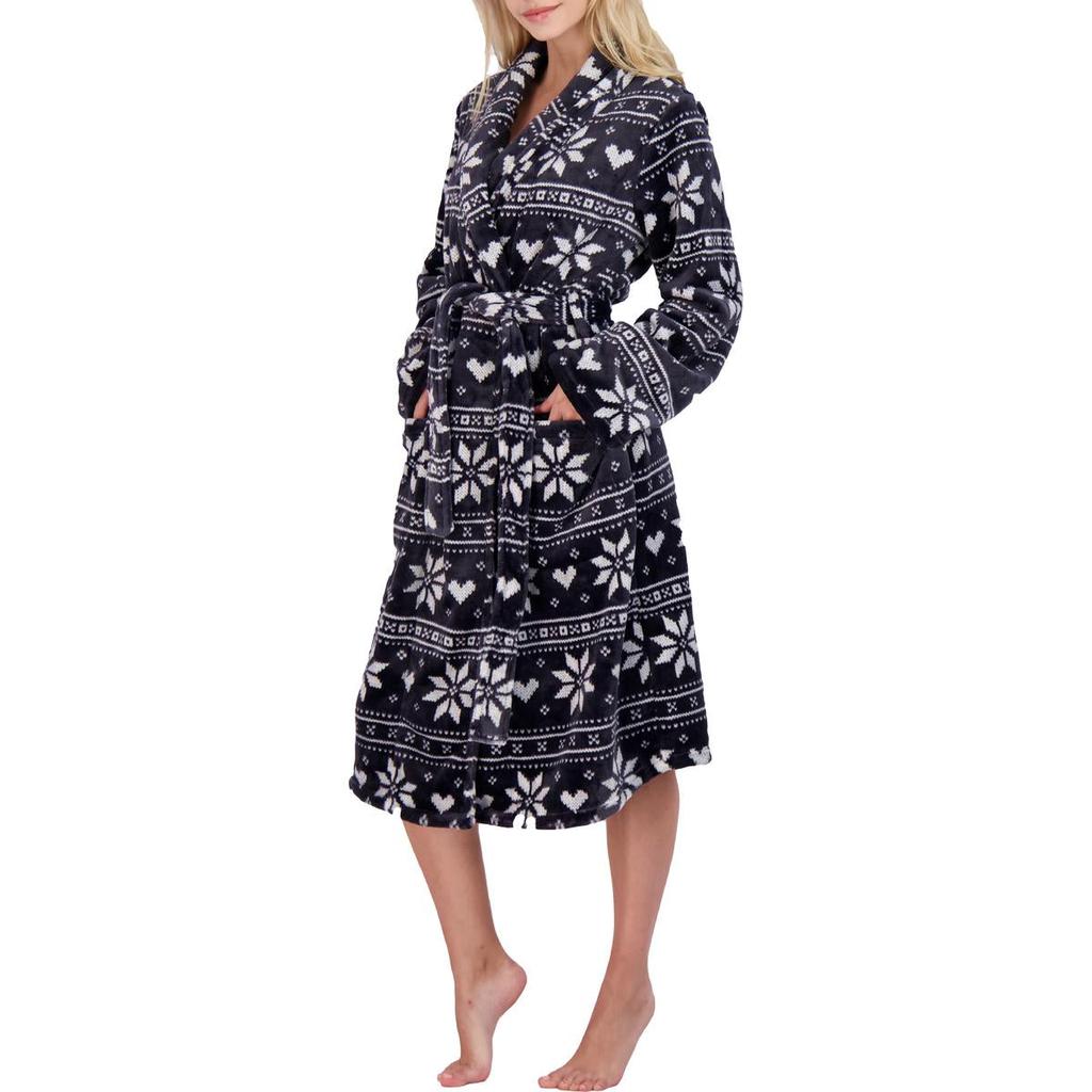 PJ Salvage Women's Printed Mid-Length Belted Plush Robe商品第1张图片规格展示
