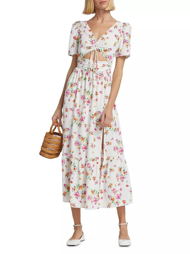 商品Wayf|Floral-Printed Cut-Out Midi-Dress,价格¥510,第2张图片详细描述
