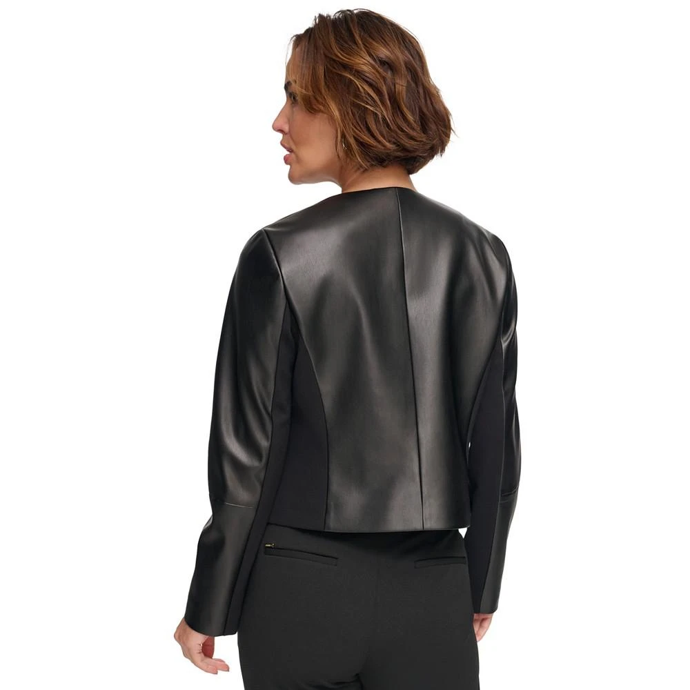 商品DKNY|Women's Open-Front Faux-Leather Jacket,价格¥312,第2张图片详细描述