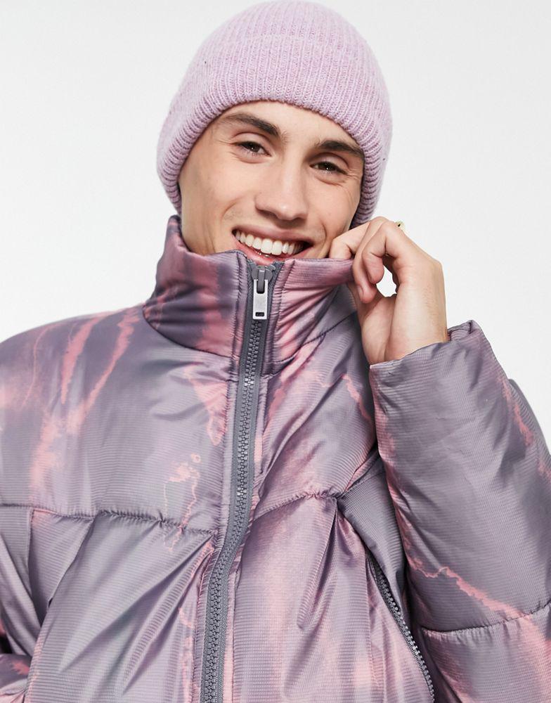 ASOS DESIGN puffer jacket in purple tie dye商品第4张图片规格展示