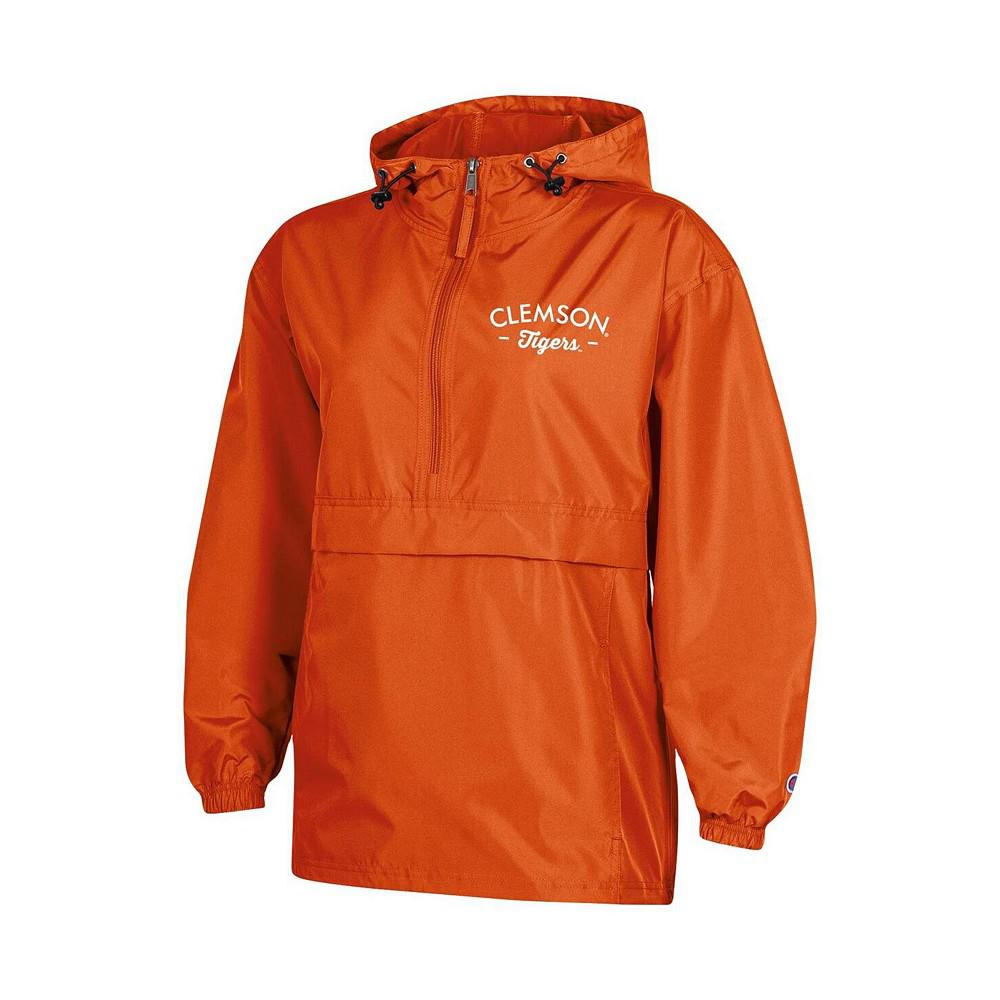 Women's Orange Clemson Tigers Packable Half-Zip Light Rain Jacket商品第3张图片规格展示