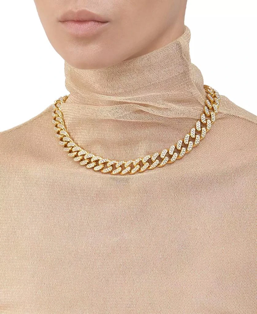 商品ADORNIA|Women's Gold-Tone Plated Crystal Thick Cuban Curb Chain Necklace,价格¥368,第4张图片详细描述
