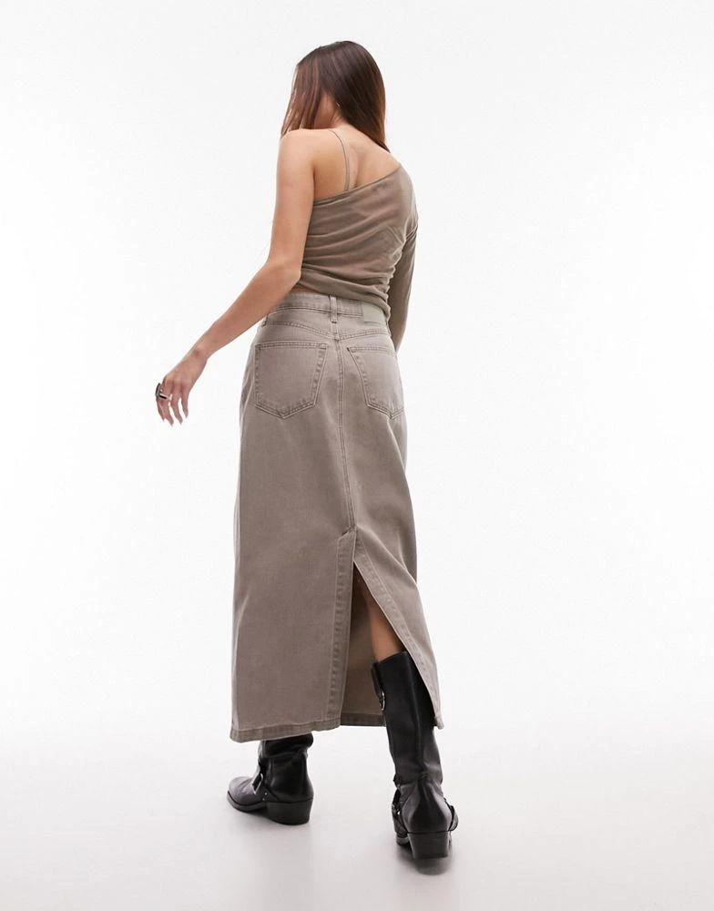 商品Topshop|Topshop denim midi skirt in pebble,价格¥218,第3张图片详细描述