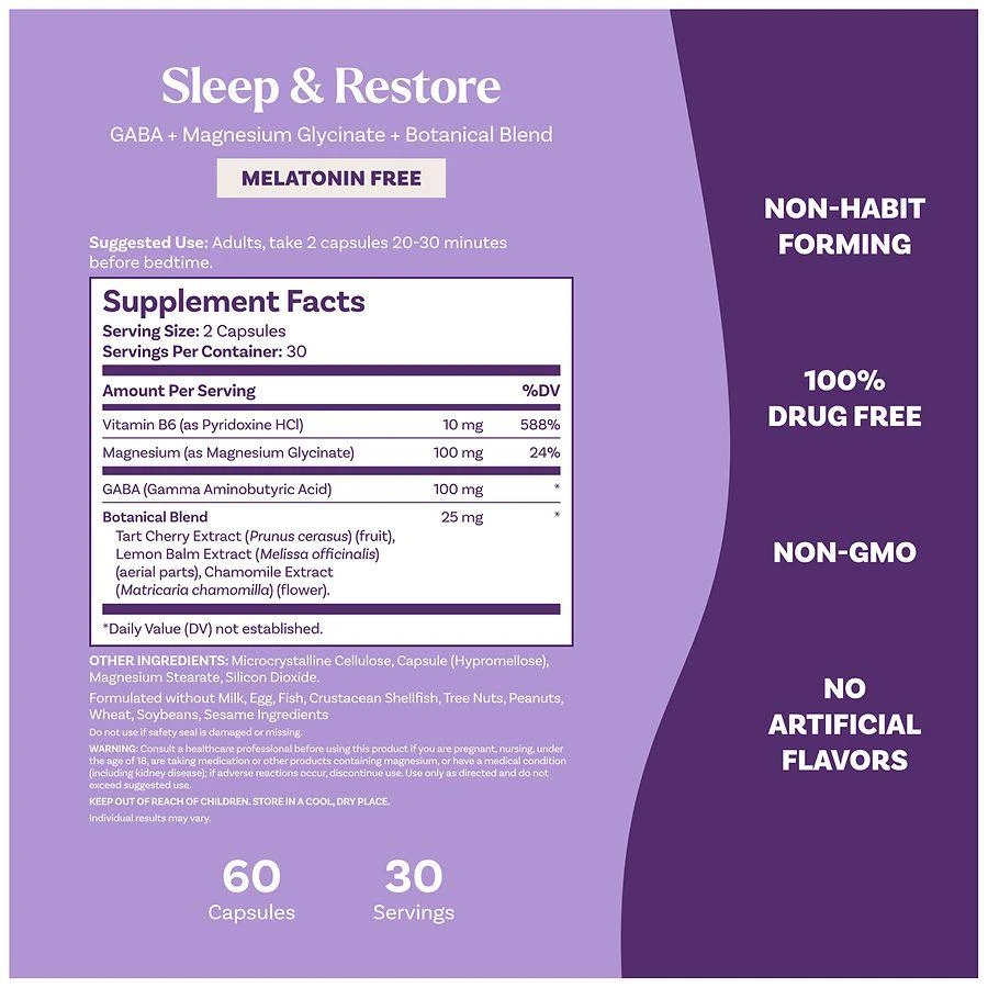 商品Natrol|Sleep & Restore Melatonin Free Capsules,价格¥187,第4张图片详细描述