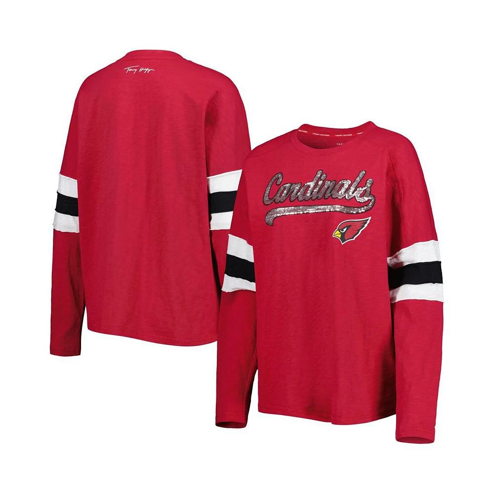 商品Tommy Hilfiger|Women's Cardinal Arizona Cardinals Justine Long Sleeve Tunic T-shirt,价格¥413,第1张图片