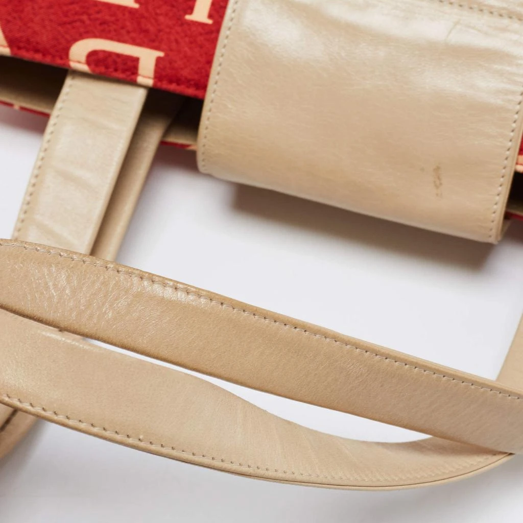 Bvlgari Red/Beige Logo Mania Fabric and Leather Baguette Bag 商品