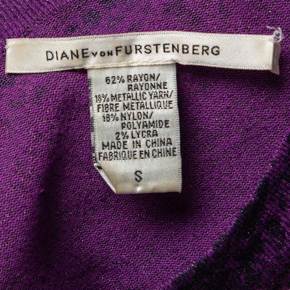 Diane Von Furstenberg Purple Animal Print Knit Neva Top S商品第5张图片规格展示