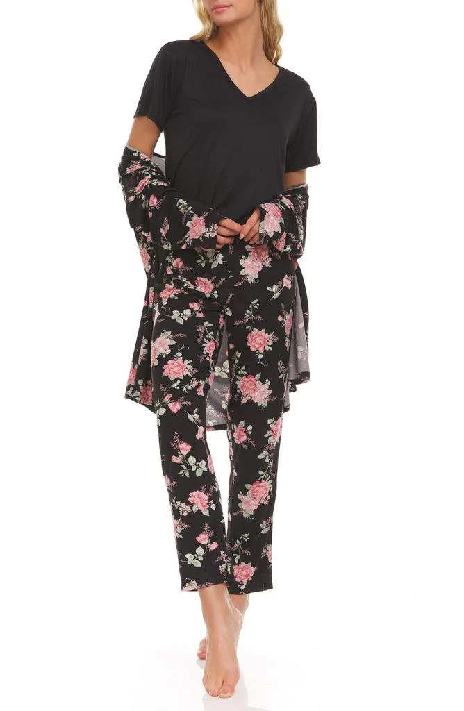 商品Flora Nikrooz|Gilda Floral Travel Pajama 3-Piece Set,价格¥169,第3张图片详细描述