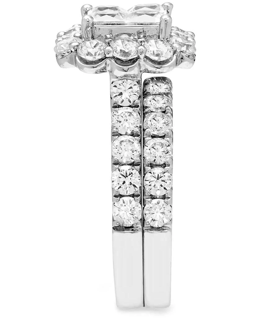 商品Macy's|Diamond Princess Quad Cluster Halo Bridal Set (3-1/4 ct. t.w.) in 14k White Gold,价格¥28806,第3张图片详细描述