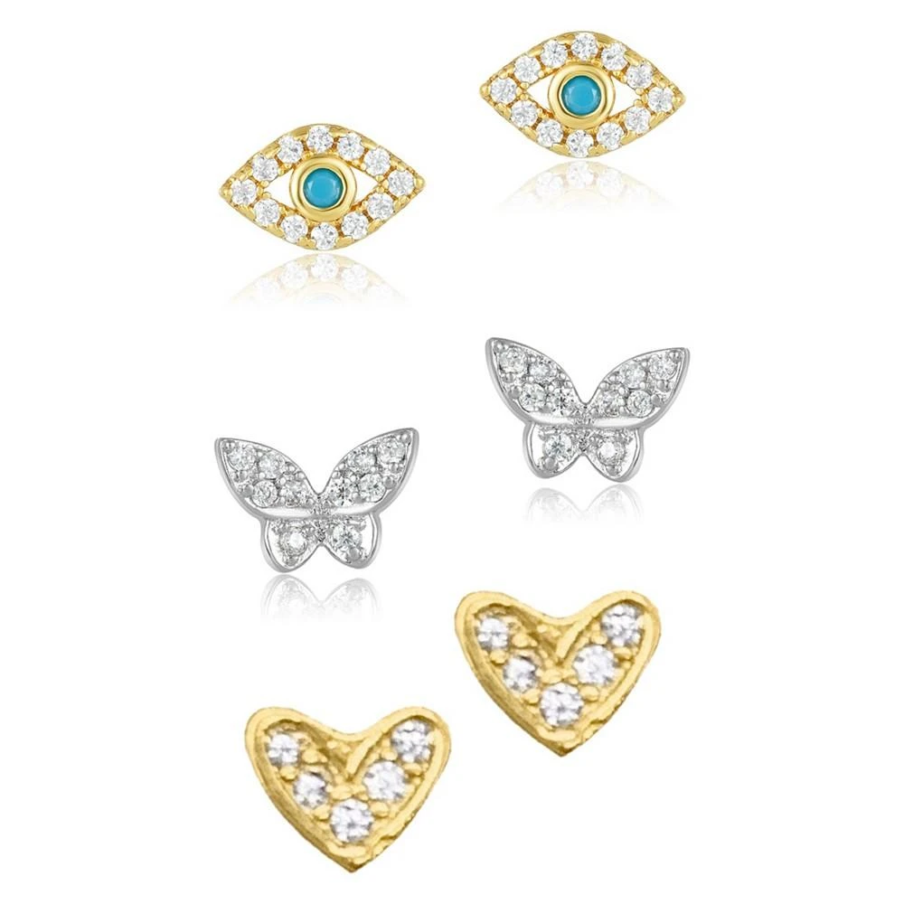 商品ADORNIA|Heart, Evil Eye, and Butterfly Stud Earring Set,价格¥174,第1张图片