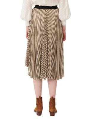 商品Maje|Jungla Striped Lurex Asymmetrical Hem Midi Skirt,价格¥514,第2张图片详细描述