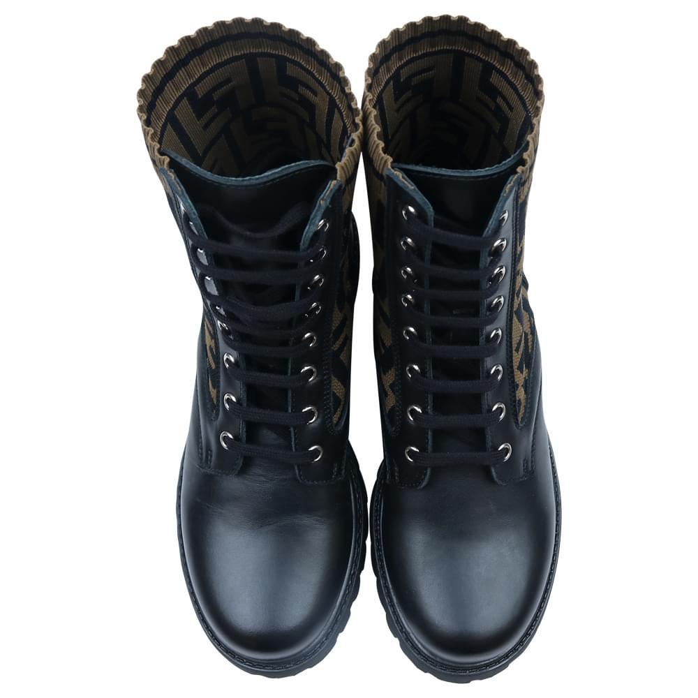 商品Fendi|Black & Brown FF Logo Boots,价格¥5671,第6张图片详细描述