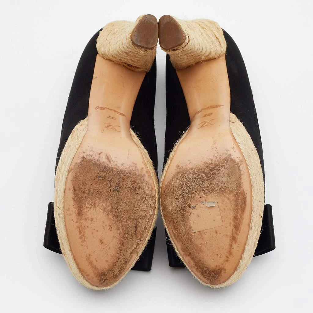 Louis Vuitton Black Suede Bow Detail Espadrille Peep Toe Platform Pumps Size 37 商品