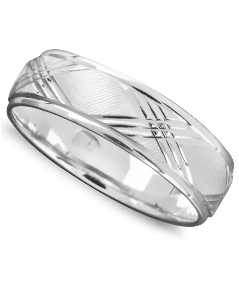 商品Macy's|Men's X Engraved Band in 14k White Gold,价格¥4936,第1张图片