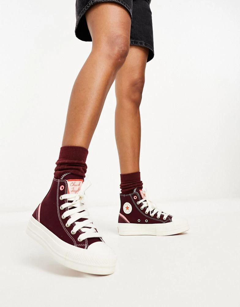 商品Converse|Converse Chuck Taylor All Star lift Hi trainers in deep burgundy,价格¥504,第1张图片