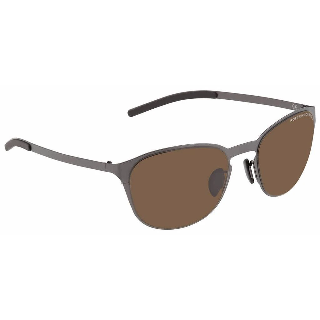 商品Porsche Design|Brown Oval Unisex Sunglasses P8666 C 55,价格¥825,第1张图片