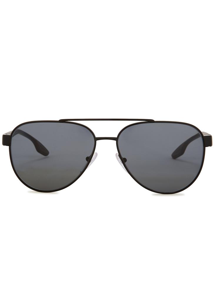 Black aviator-style sunglasses商品第2张图片规格展示