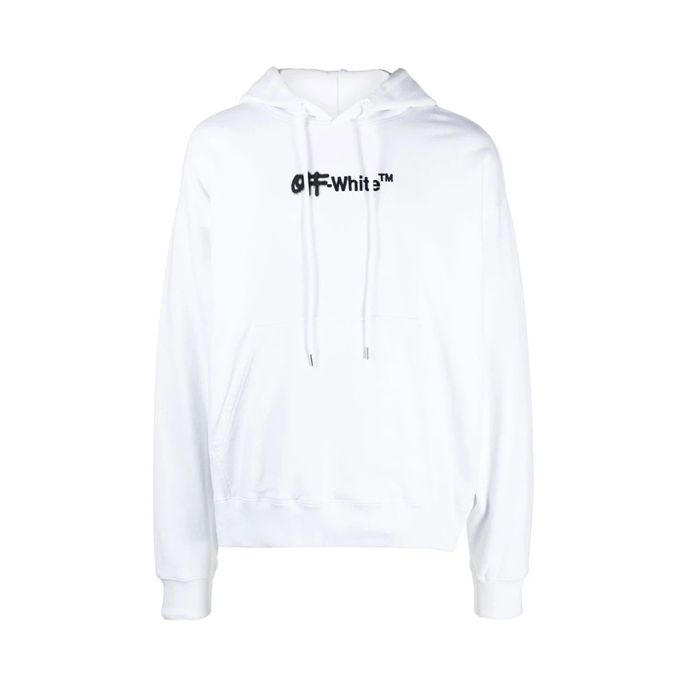 商品Off-White|OFF WHITE 男士白色棉质黑色字母LOGO印花连帽卫衣 OMBB085F22FLE002-0110,价格¥3039,第1张图片