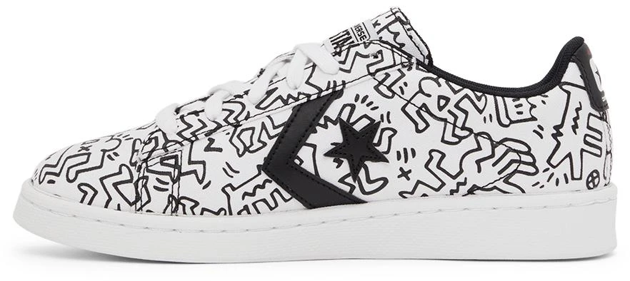 商品Converse|White & Black Keith Haring Edition Leather Pro Ox Sneakers,价格¥384,第3张图片详细描述