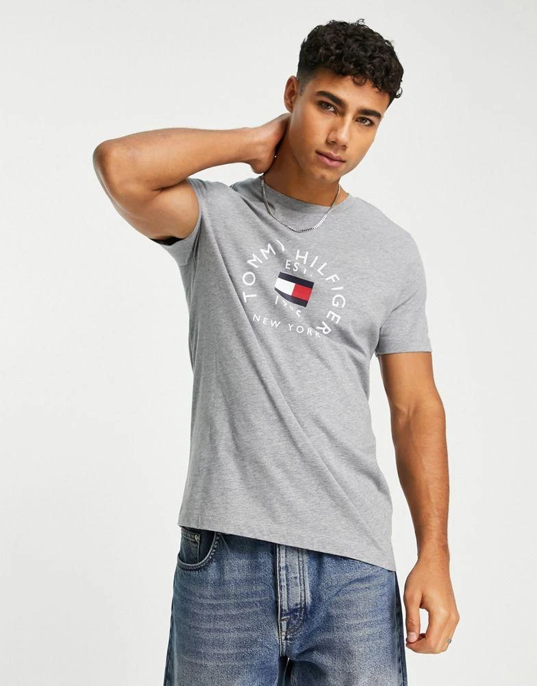 商品Tommy Hilfiger|Tommy Hilfiger flag arch logo cotton t-shirt in dark grey,价格¥397,第1张图片