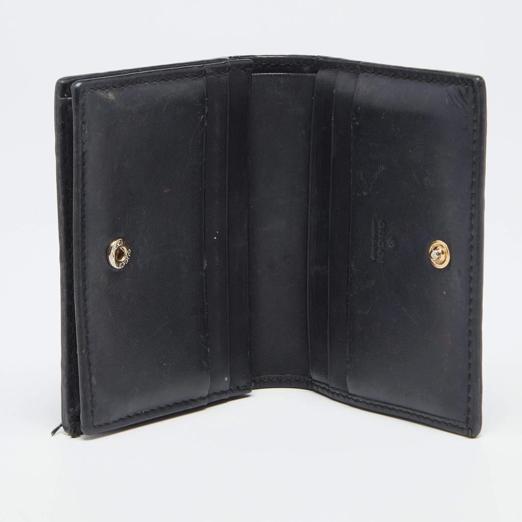 Gucci Black Guccissima Leather Bow Flap Card Case商品第2张图片规格展示