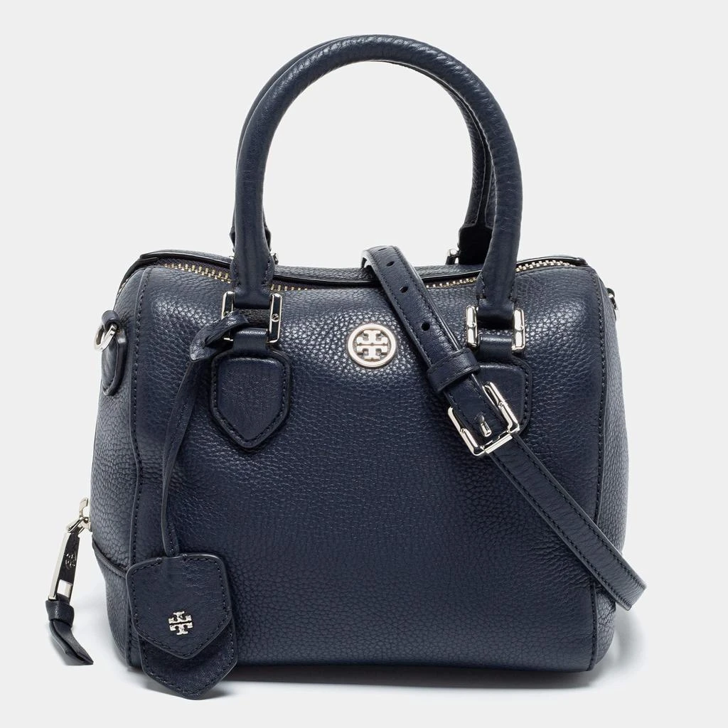 商品[二手商品] Tory Burch|Tory Burch Navy Blue Pebbled Leather Mini Robinson Middy Satchel,价格¥1371,第1张图片