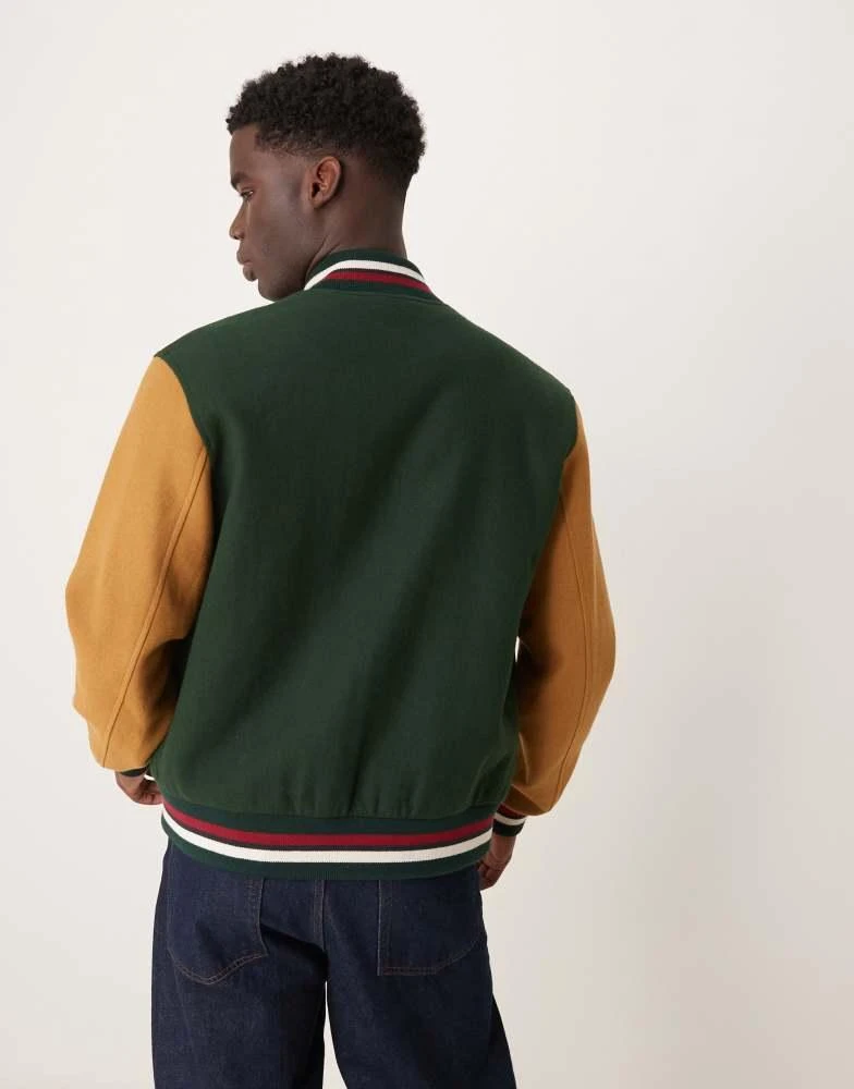 商品Gant|GANT wool blend varsity logo jacket in green,价格¥3623,第2张图片详细描述