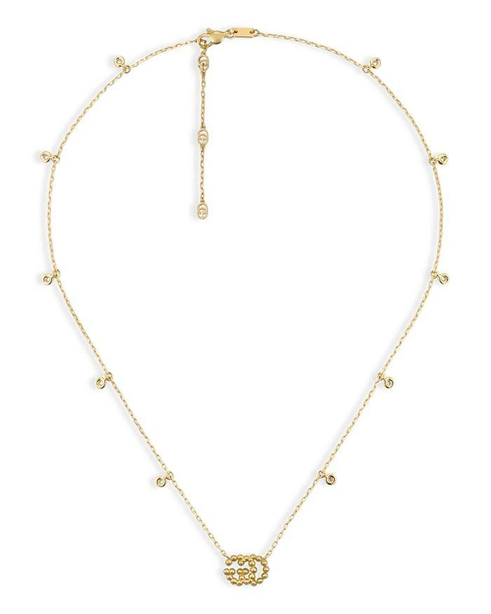 商品Gucci|18K Yellow Gold Running G Diamond Pendant Necklace, 14.5",价格¥21838,第2张图片详细描述