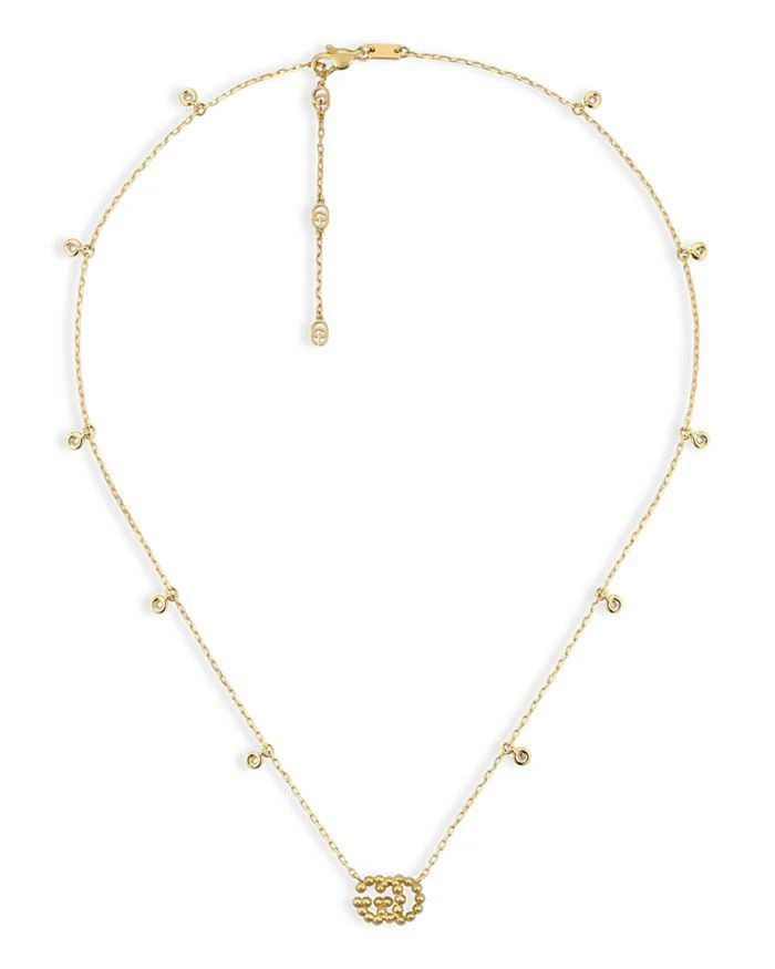 商品Gucci|18K Yellow Gold Running G Diamond Pendant Necklace, 14.5",价格¥21693,第2张图片详细描述