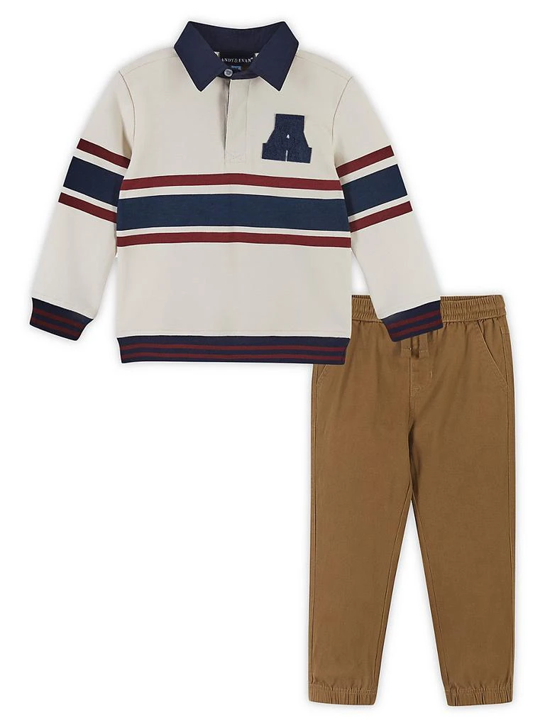 商品Andy & Evan|Little Boy's & Boy's 2-Piece Rugby Shirt & Twill Pant Set,价格¥348,第1张图片