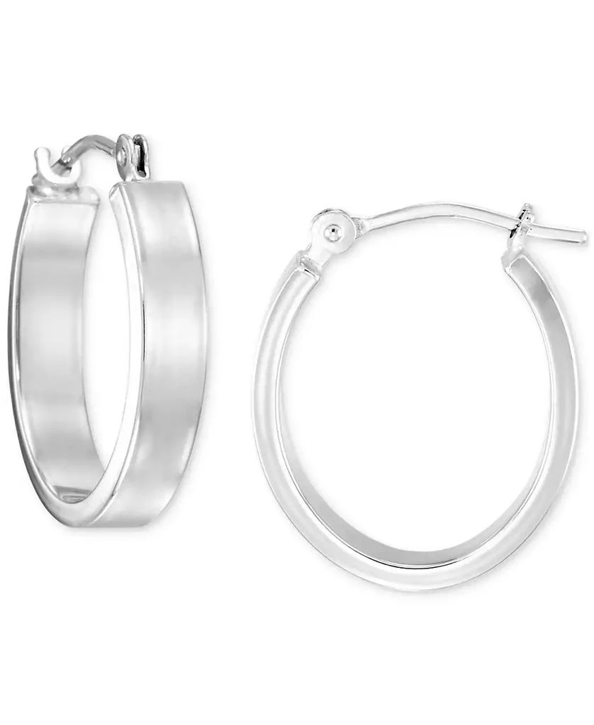商品Macy's|Polished Oval Hoop Earrings in 14k White Gold, 1/2",价格¥936,第1张图片
