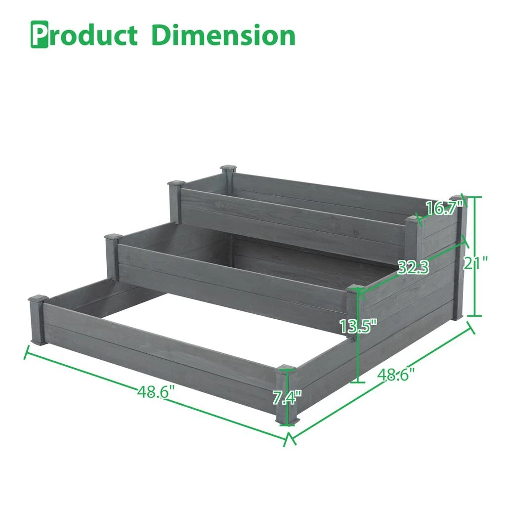 商品Simplie Fun|48.6 x 48.6 x 21in Raised Garden Bed,价格¥1382,第2张图片详细描述