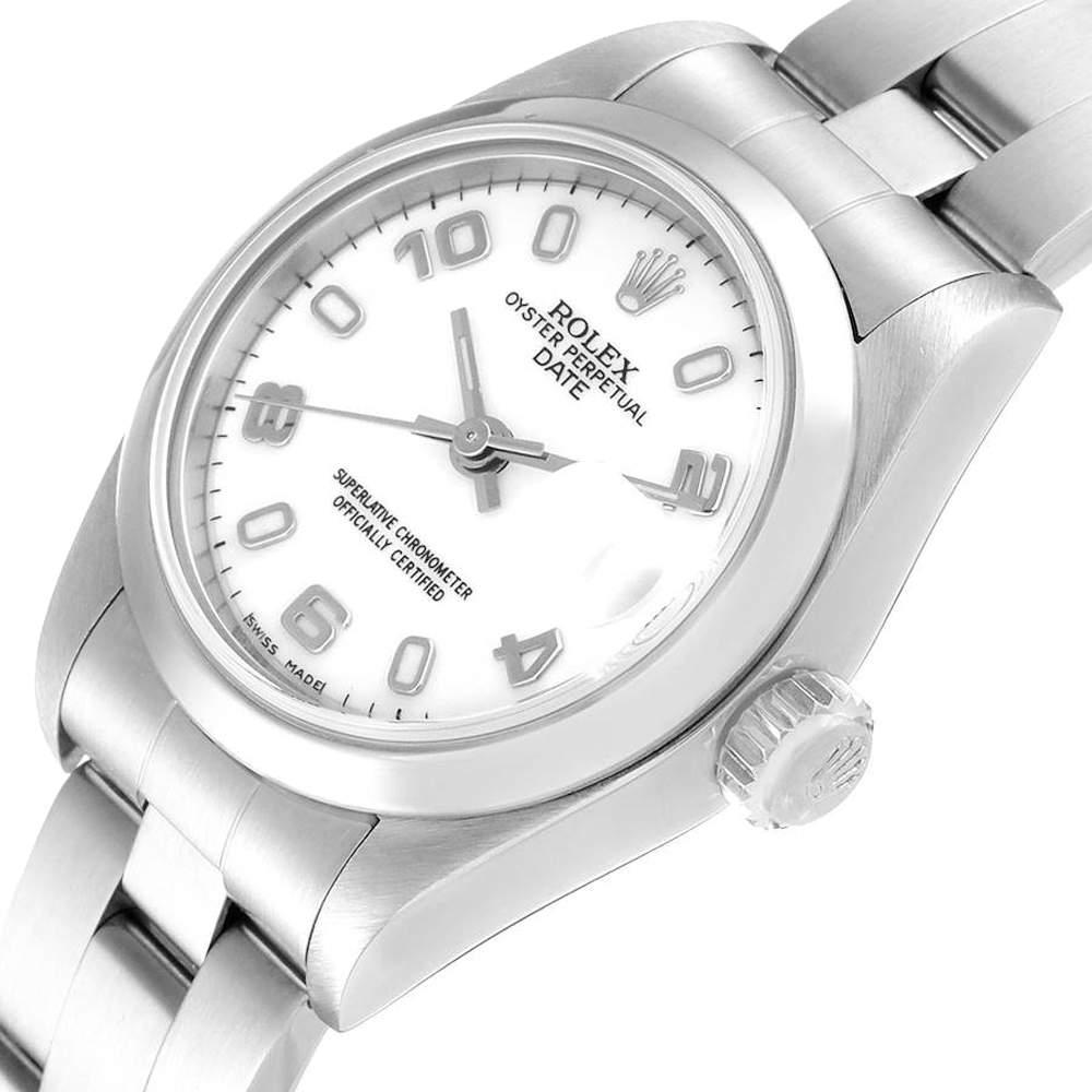 Rolex White Stainless Steel Oyster Perpetual Date 79160 Women's Wristwatch 26 MM商品第2张图片规格展示