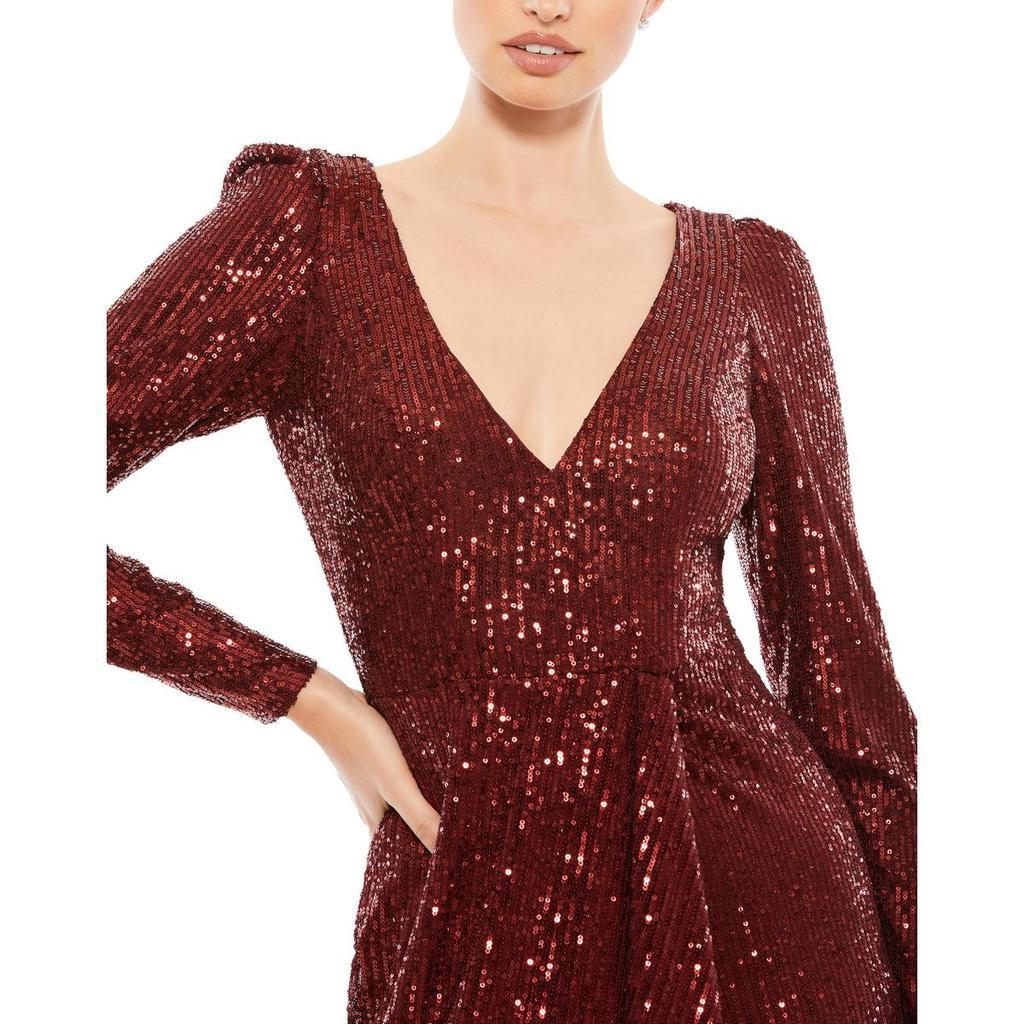 商品Mac Duggal|Mac Duggal Women's Sequined High Slit Ruffled Gown with Sweep Train,价格¥1466,第5张图片详细描述