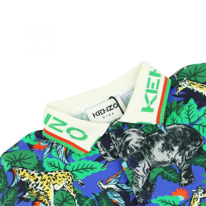 Dark Blue Jungle Pattern Polo Shirt & Trousers Set商品第3张图片规格展示