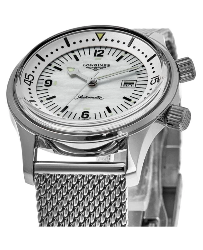 商品Longines|Longines Legend Diver Mother of Pearl Dial Stainless Steel Women's Watch L3.374.4.80.6,价格¥14008,第2张图片详细描述