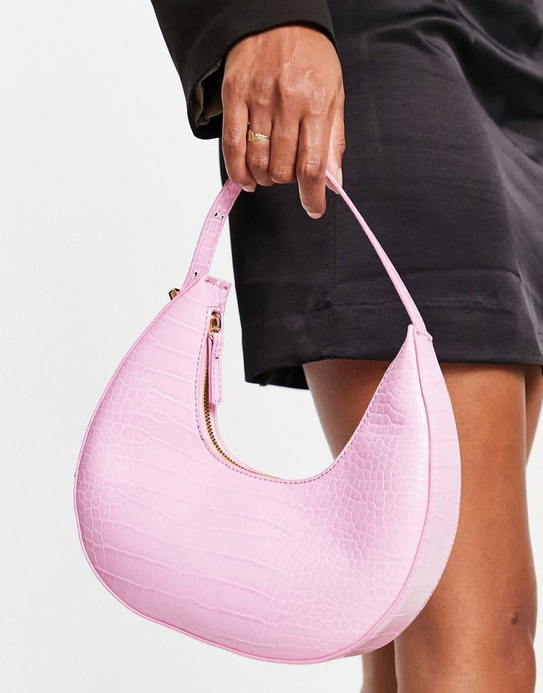 商品ASOS|ASOS DESIGN curve shoulder bag in large scale pink croc ,价格¥119,第1张图片
