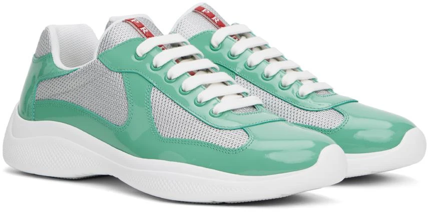 商品Prada|Silver & Green America's Cup Sneakers,价格¥6928,第4张图片详细描述