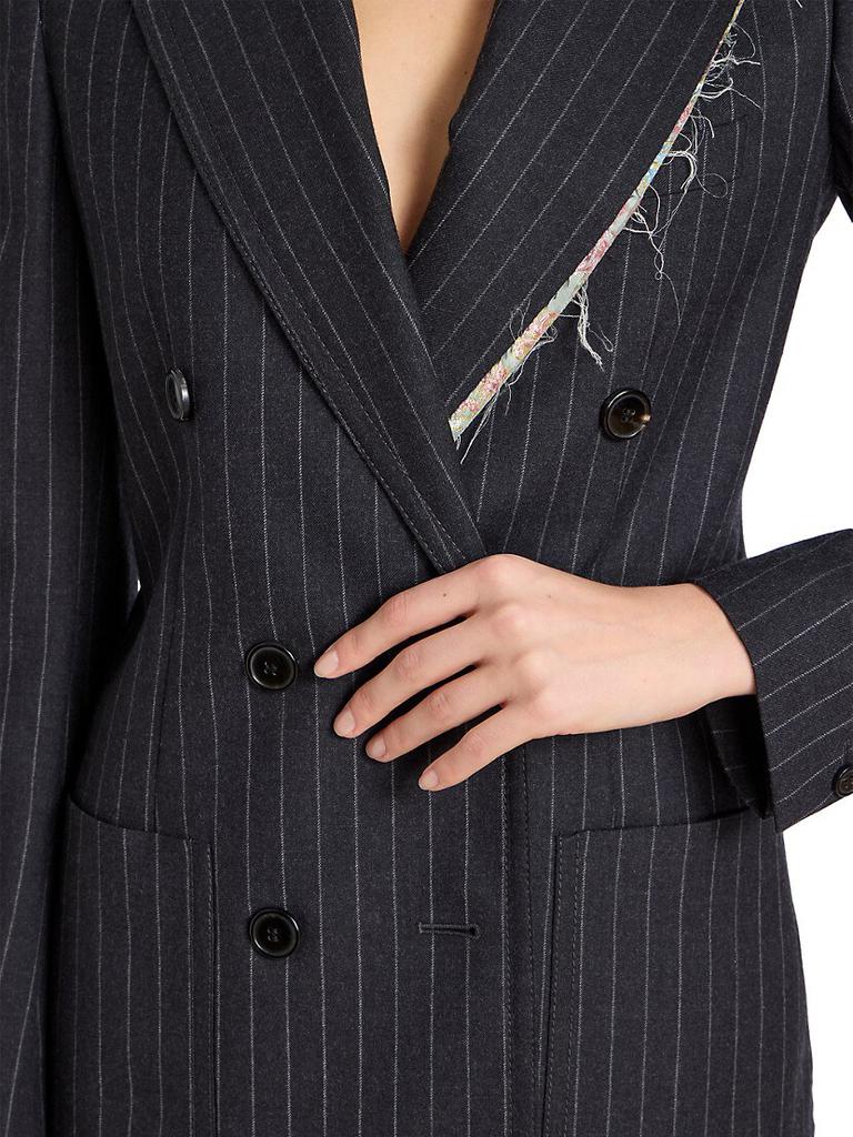 Bylee Double-Breasted Pin-Stripe Wool-Blend Blazer商品第6张图片规格展示