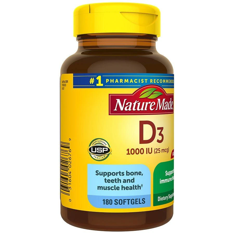 商品Nature Made|Vitamin D3 1000 IU (25 mcg) Softgels,价格¥159,第5张图片详细描述