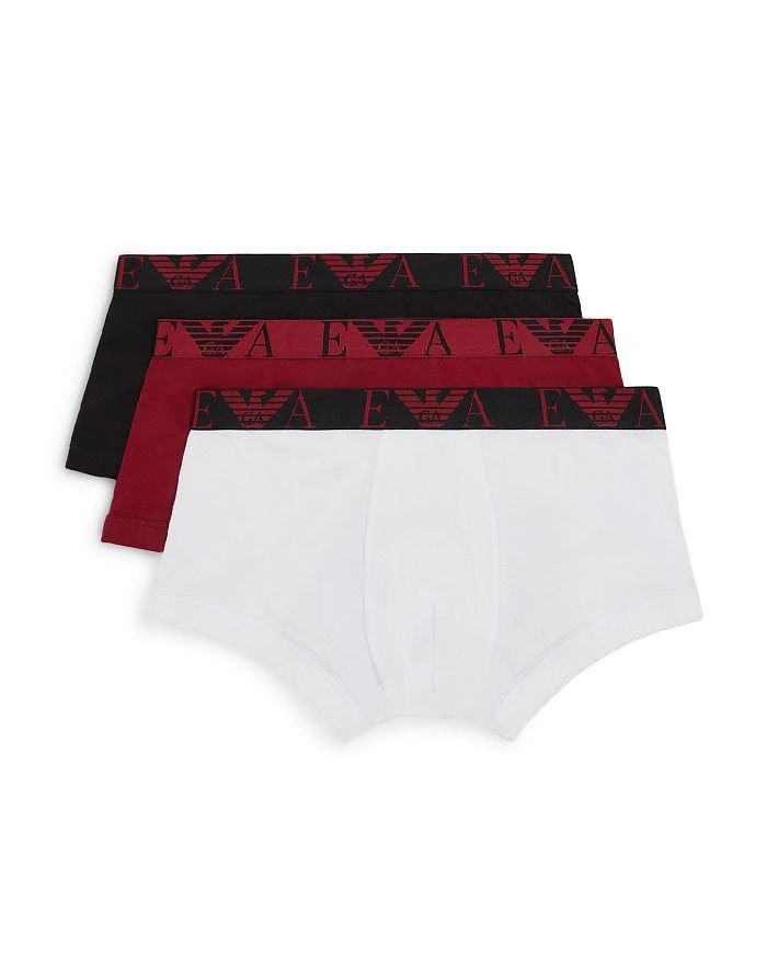 商品Emporio Armani|Armani Cotton Blend Monogram Waistband Trunks, Pack of 3,价格¥305,第1张图片