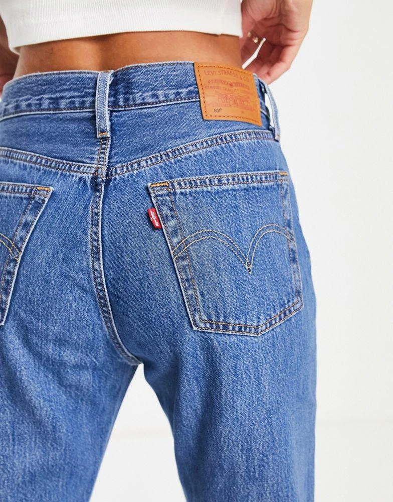 商品Levi's|Levi's 501 high rise straight leg crop jeans in mid wash,价格¥898,第3张图片详细描述