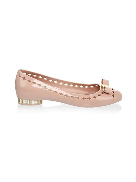 商品Salvatore Ferragamo|镂空边蝴蝶结平底鞋,价格¥1581,第1张图片